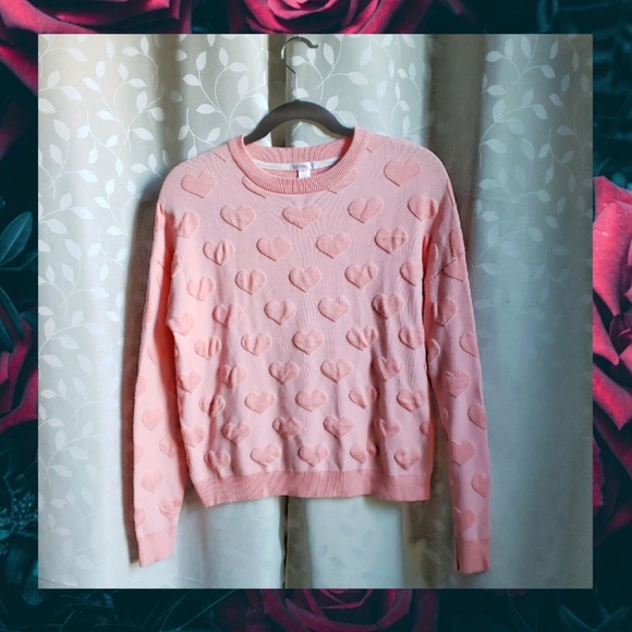 Xhilaration Sweaters - {Xhilaration}Peachy Pink Valentine Hearts Sweater